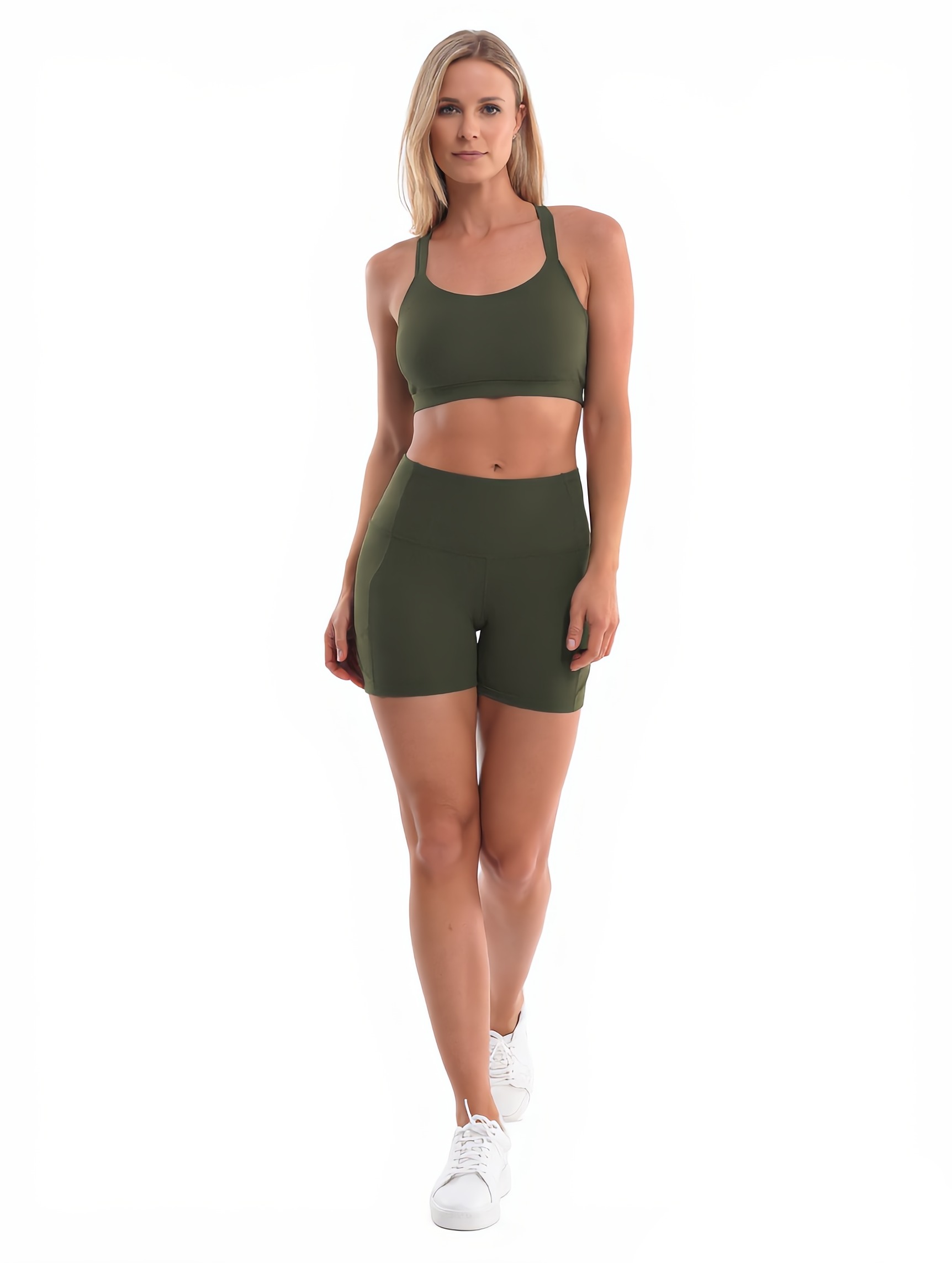Yoga Shorts in Green — Neutrals Only style look